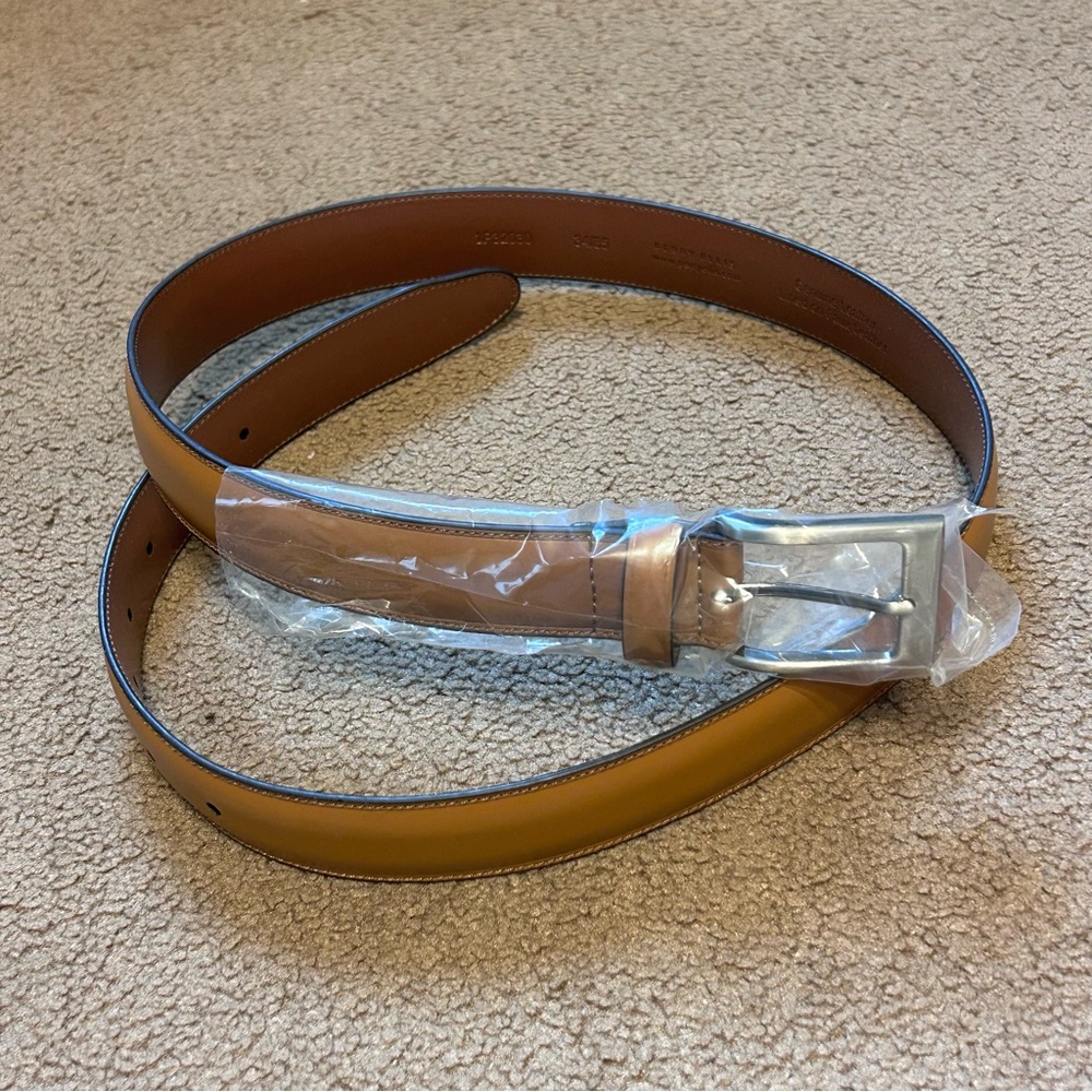 Cognac Brown Perry Ellis Men’s Leather Belt size 34/35 NWT